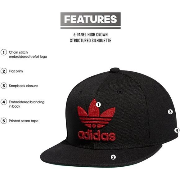 adidas Originals Men's Trefoil Chain Flatbrim Snapback Cap - Picture 3 of 7